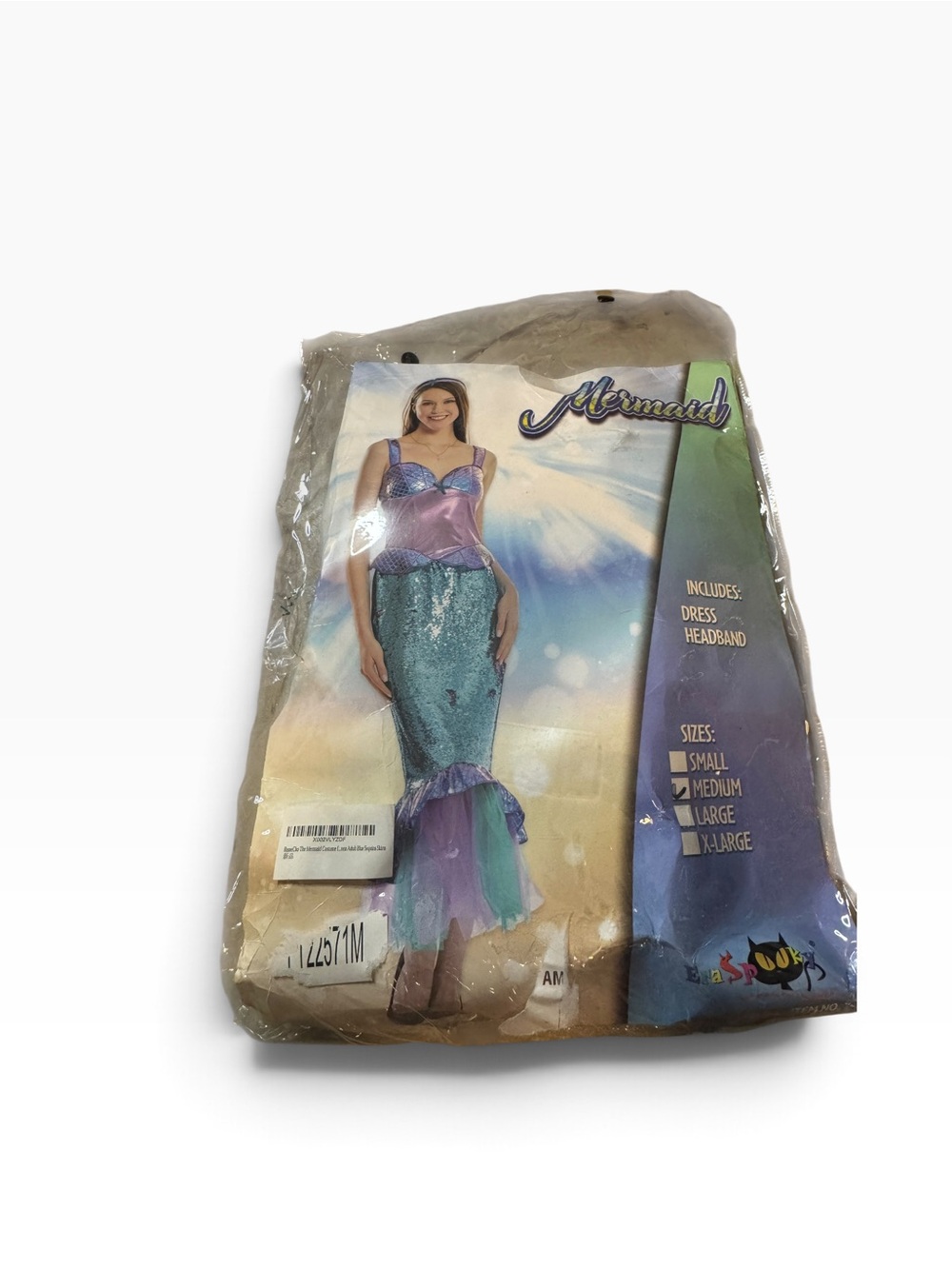Woman’s Shimmering Purple and Teal Mermaid Costume Dress with matching headband